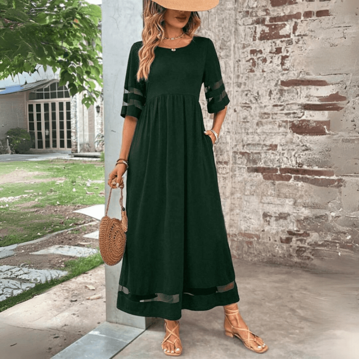 Zora | Klassisches Elegantes Maxikleid für Damen mit Rundhalsausschnitt