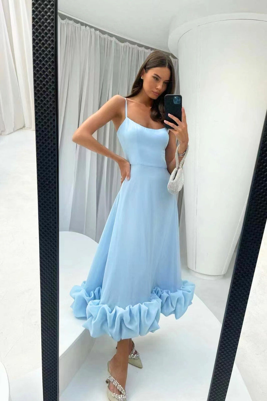Ariana | Anmutiges Fließendes Midikleid für Damen mit eckigem Ausschnitt