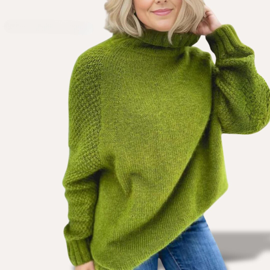 Eleganza | Eleganter Rollkragenpullover Angela Apfelgrün für Damen