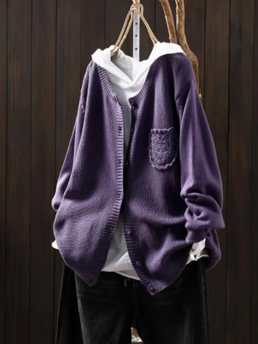 Der Ansley | Gemütlicher Cardigan für Damen mit V-Ausschnitt und langen Ärmeln
