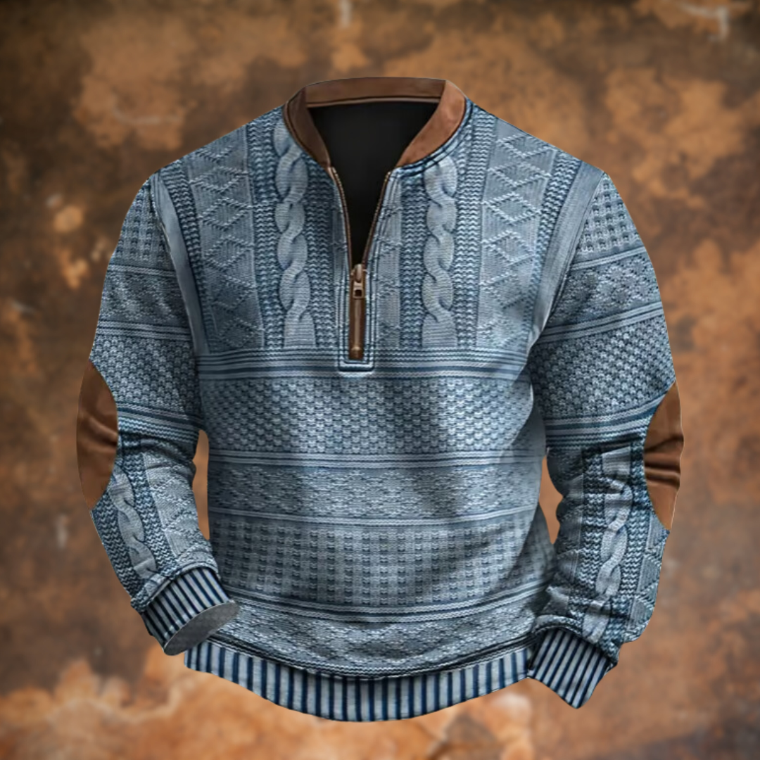 Ford | Texturierter Halb-Zip Pullover für Herren mit Stehkragen und langen Ärmeln