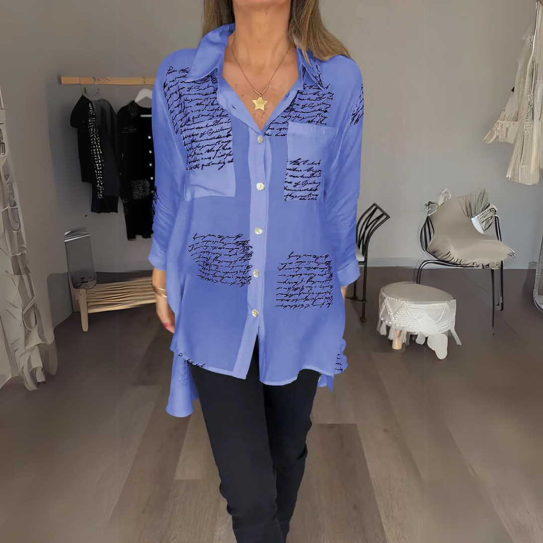 Carla | Handgeschriebene Button-Up-Bluse mit langen Ärmeln