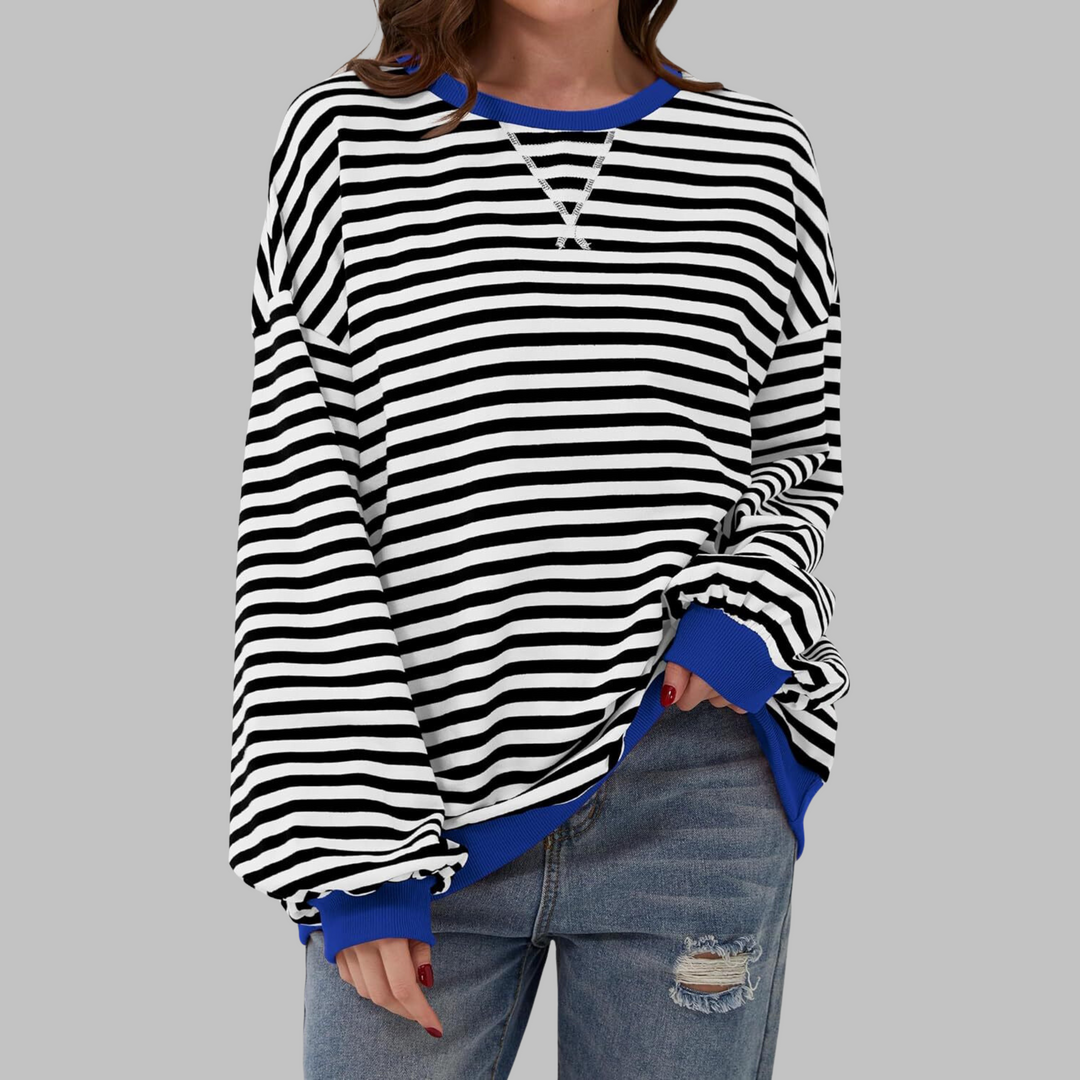 LUKA | Gestreiftes Langarm-Casual-Sweatshirt für Damen mit Rundhalsausschnitt
