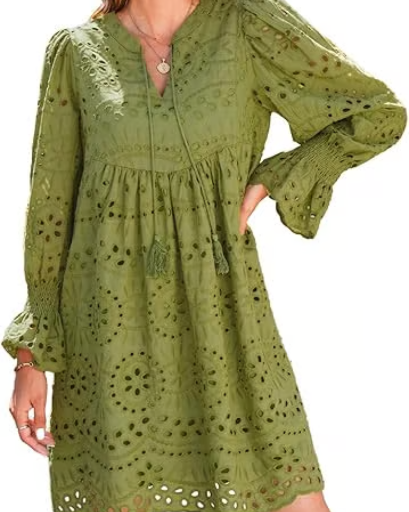 Aimee | Lässiges Kleid mit Blumenmuster und langen Ärmeln