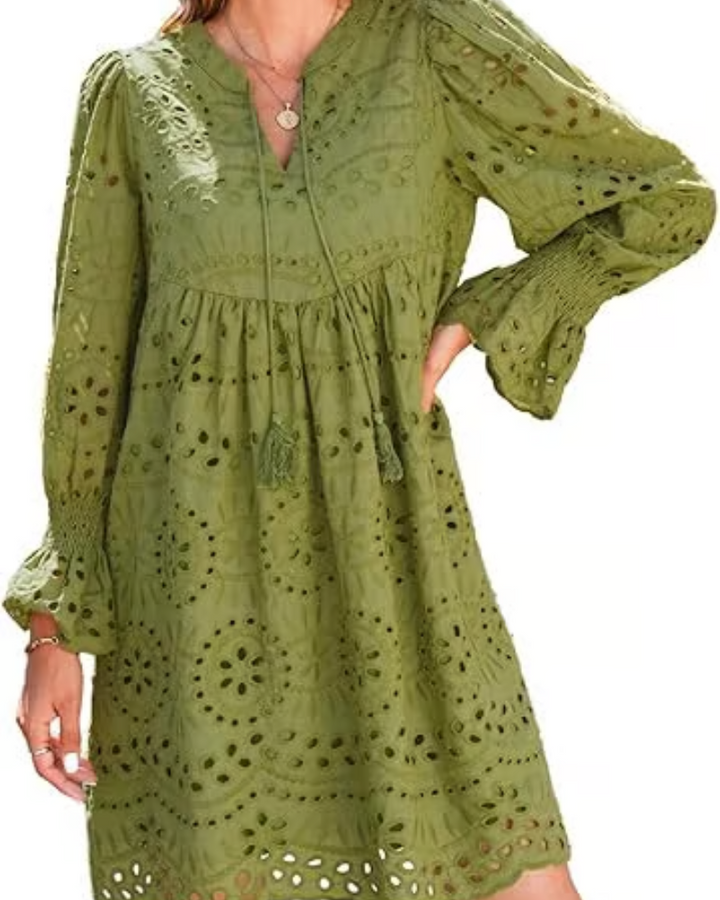 Aimee | Lässiges Kleid mit Blumenmuster und langen Ärmeln