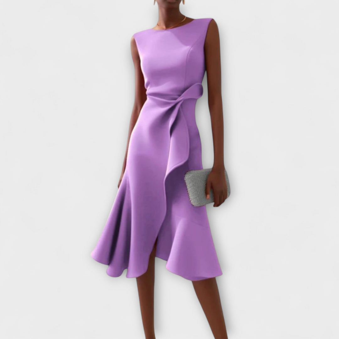Juliette | Elegantes Drapiertes Asymmetrisches Midi-Kleid für Damen