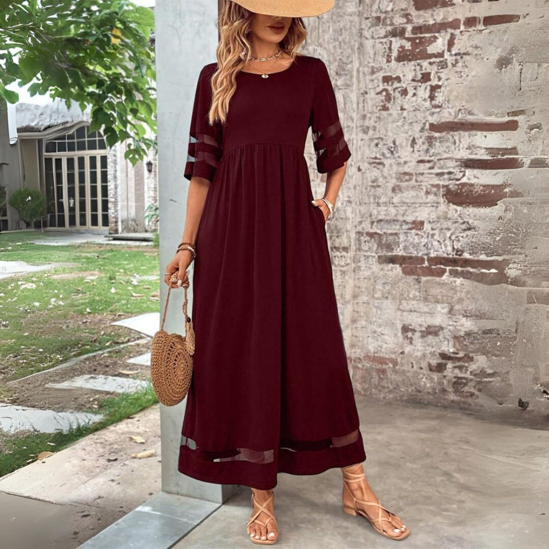 Nadia | Kleid für Damen mit Bauchbedeckung und Rundhalsausschnitt