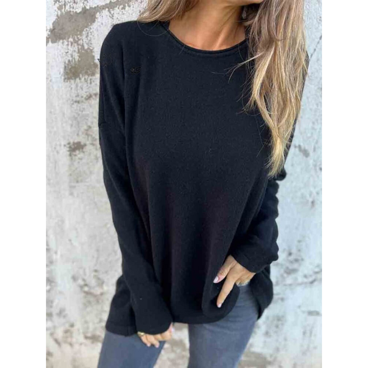 Sarah | Lässiges Strickhemd mit Knopfleiste für Damen und Rundhalsausschnitt