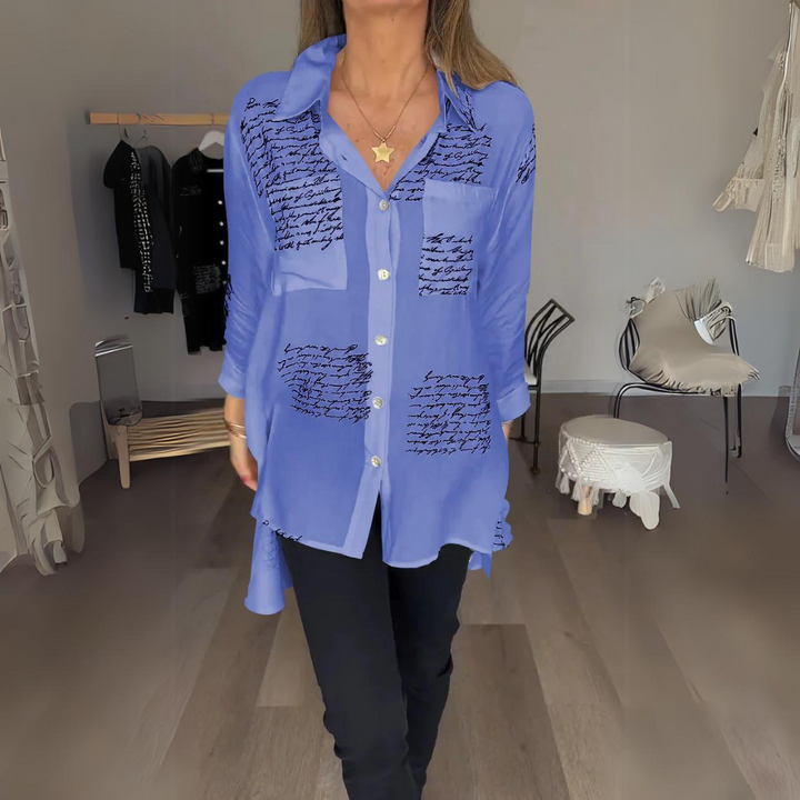 Celesta | Handgeschriebenes Button-Up Hemd mit langen Ärmeln