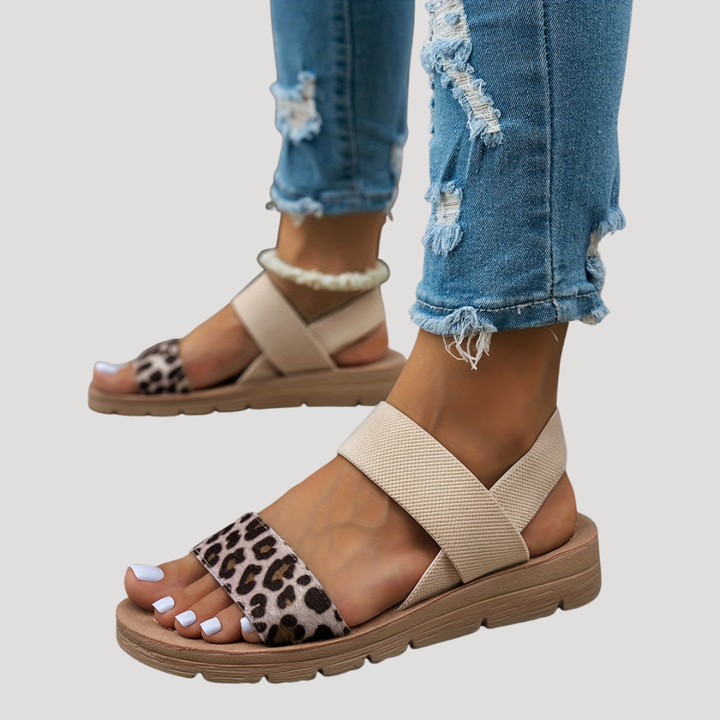 Schicke Leopardenmuster Cross-Strap Flache Sandalen | Ultimativer Komfort für Damen