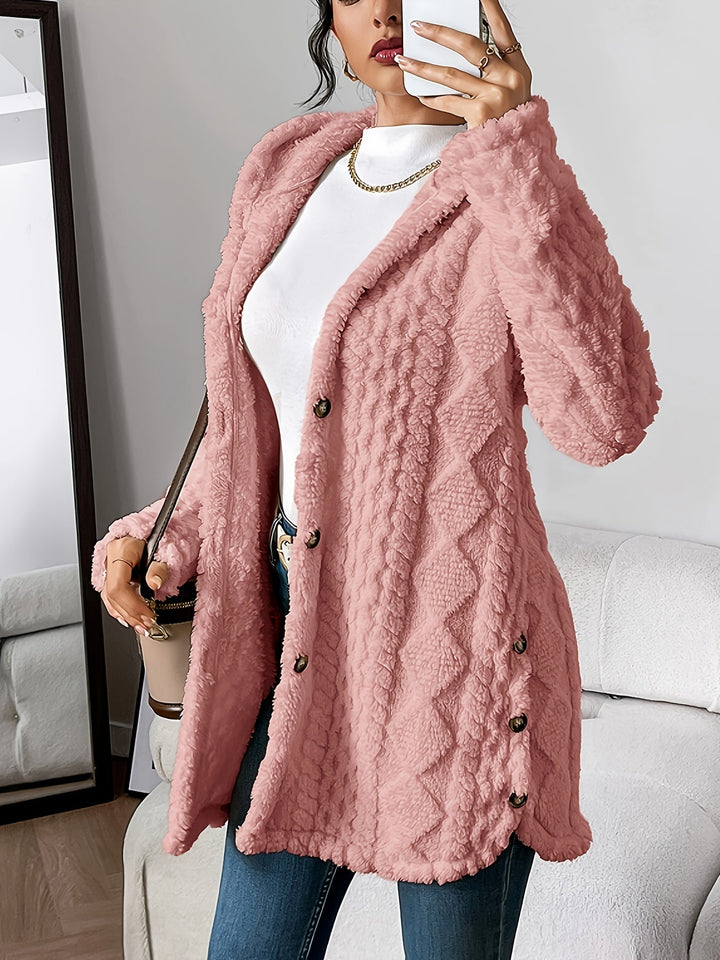 Chloe | Plüsch-Hoodie-Cardigan für Damen mit V-Ausschnitt und langen Ärmeln