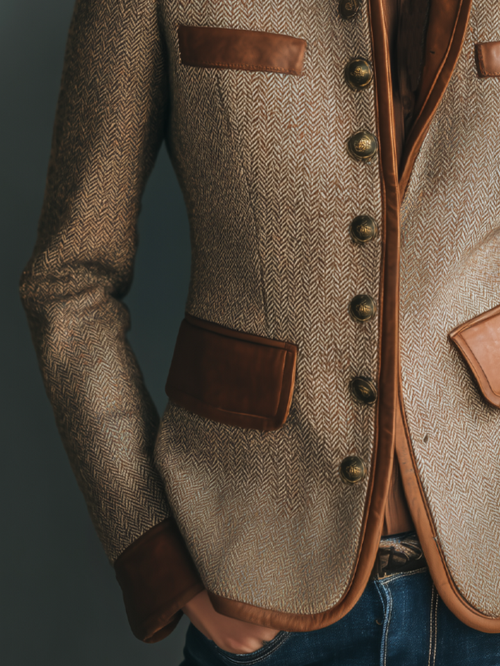 Verena | Vintage-Jacke für Damen mit Zierbesatz und Taschen
