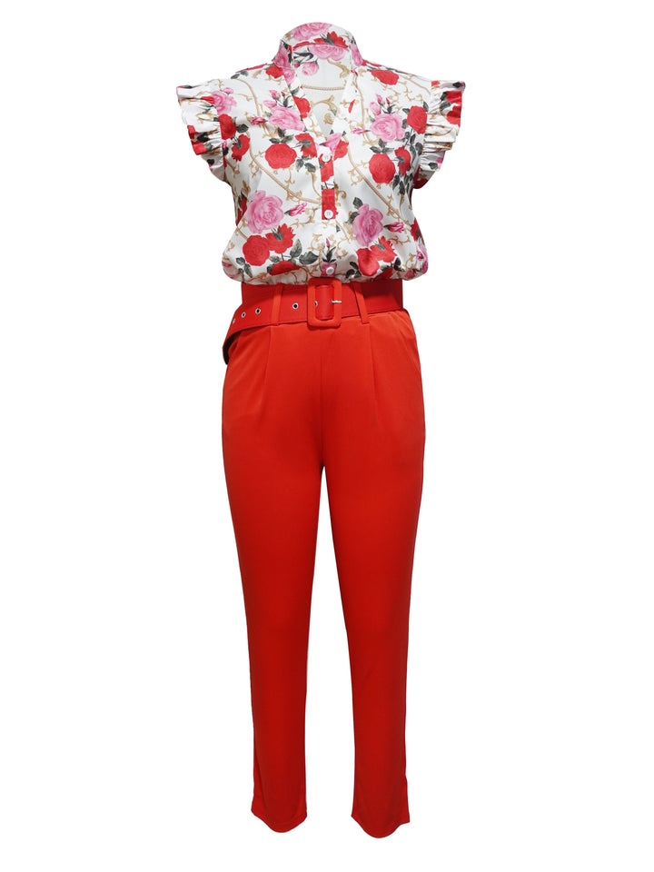Rainie | Stylisches Set für Damen mit Rüschensäumen und Blumenmuster