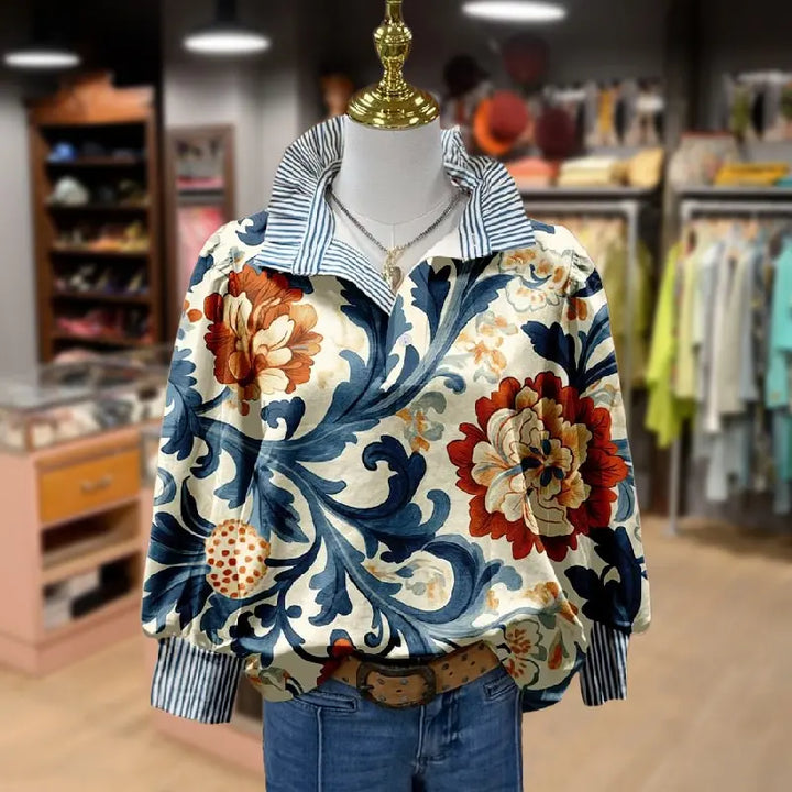 Serenity | Klassische Vintage Blumenmuster Bluse für Damen