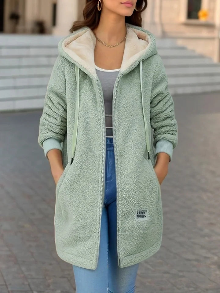 Grace | Winter Kapuzenpulli Lange Ärmel Kordelzug Thermomantel Herbst für Damen
