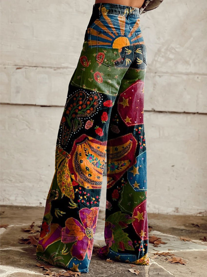 Chloé | Boho Vintage Hose für Damen mit weiter Passform und hohem Bund