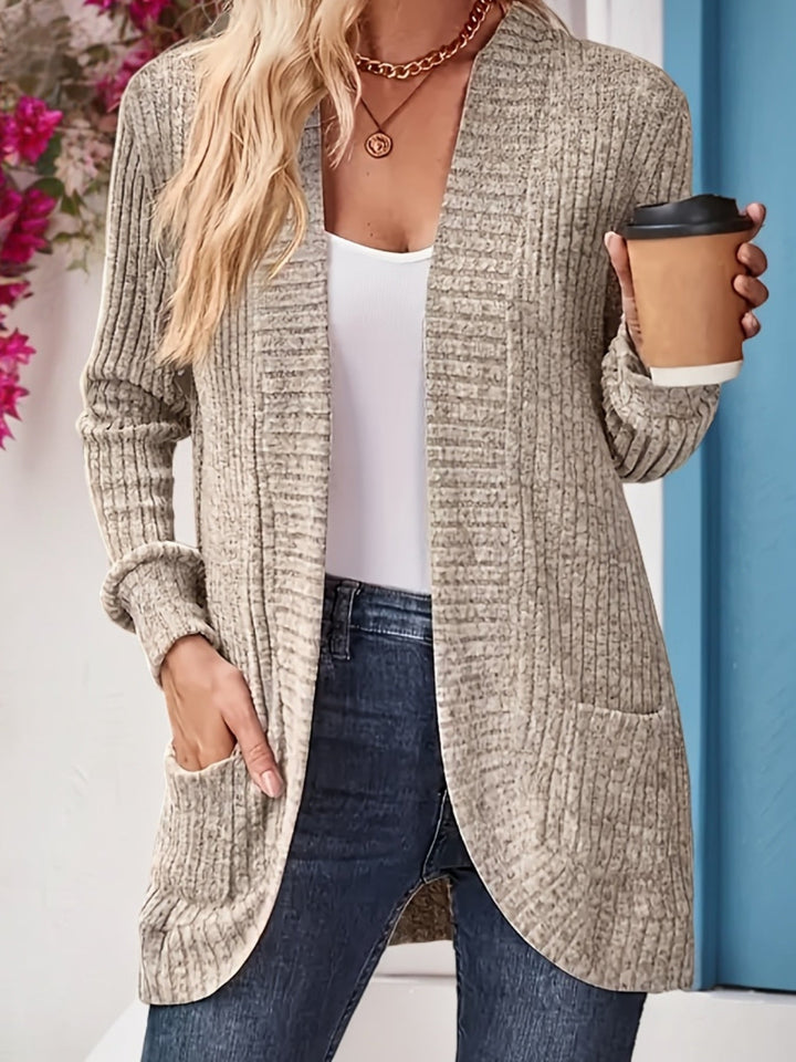 Neva | Eleganter Rippstrick-Cardigan für Damen mit langen Ärmeln