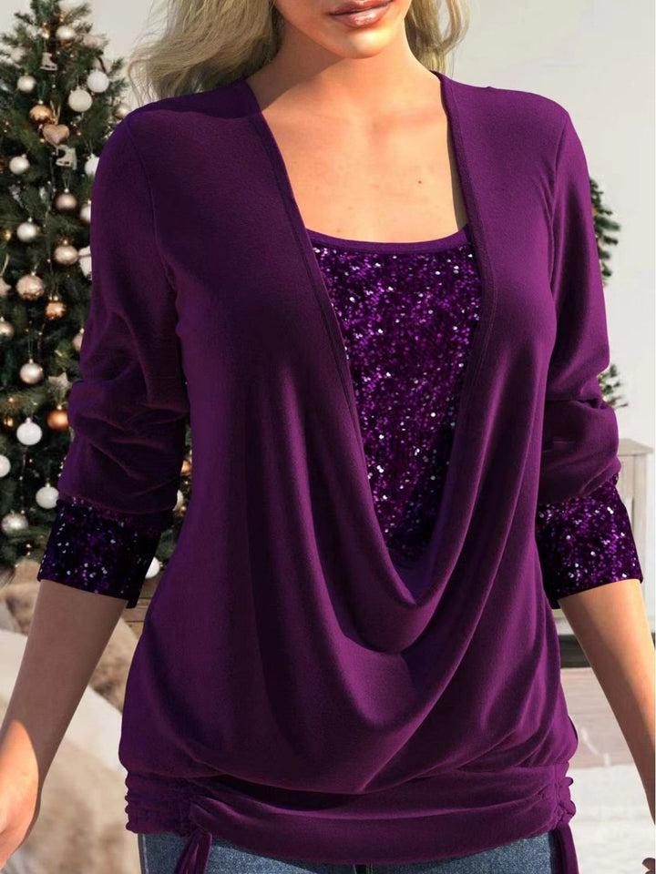 Flaire | Oberteil aus Glitterpailletten für Damen mit Rundhalsausschnitt