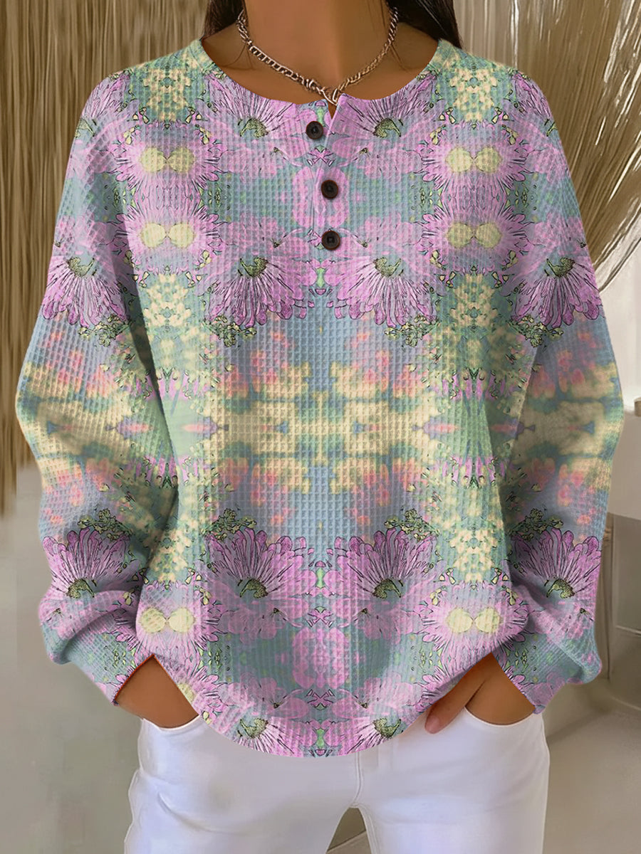 Alma | Pullover für Damen mit ethnischem Blumenmuster und Rundhalsausschnitt