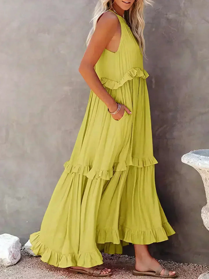Sarah | Halter Rüsch Maxi Kleid (Fast ausverkauft) für Damen