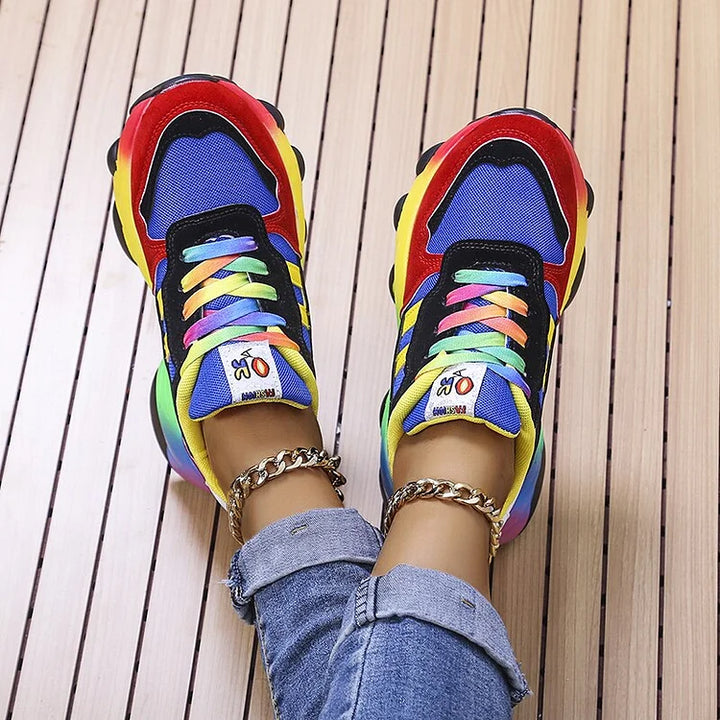 Isolina | Orthopädische Regenbogenschuhe mit flachem Absatz