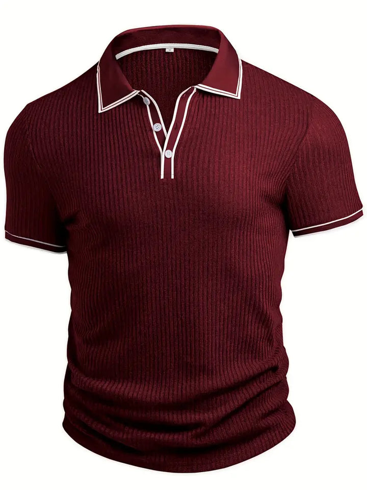 Emilio | Herren maßgeschneiderte gerippte Polo mit kurzen Ärmeln und langen Ärmeln Poloshirt