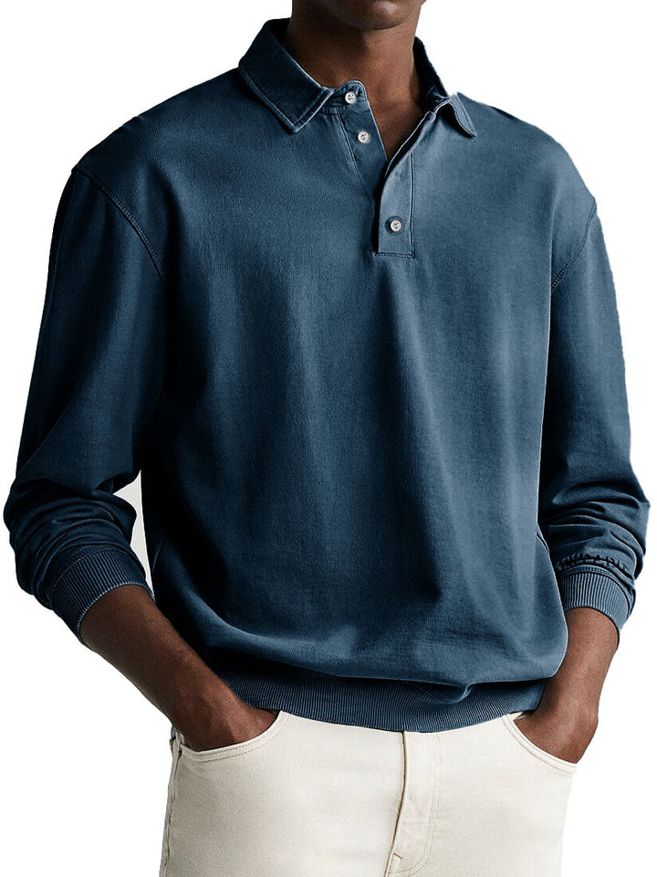 Victor | Herren Vintage Polo mit langen Ärmeln Poloshirt