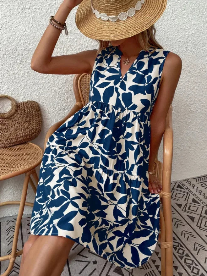 Elena | Luftiges Sommerkleid für Damen mit Blumenmuster und V-Ausschnitt