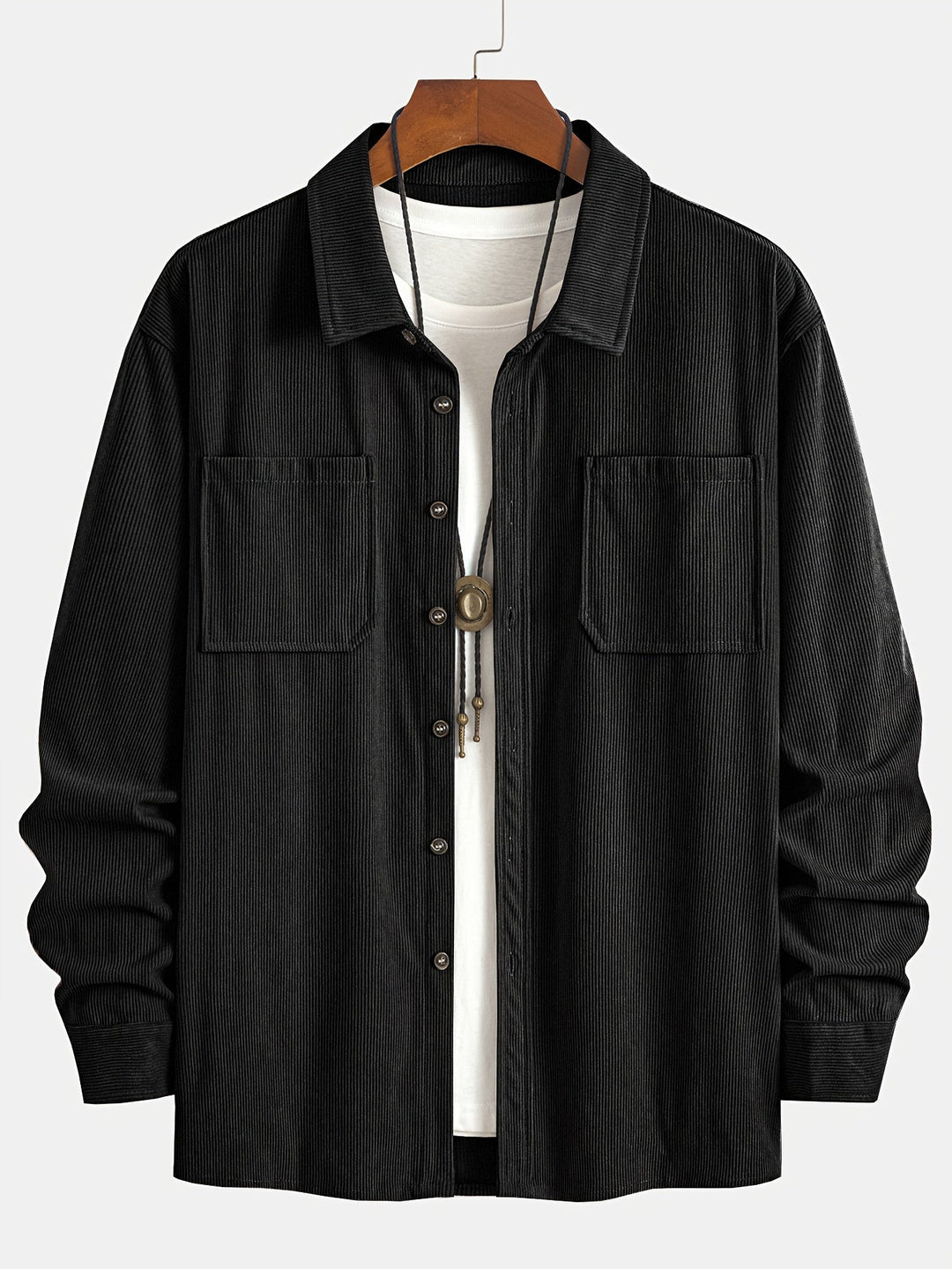Lukas | Herren Langarm-Overshirt mit Knöpfen und Taschen