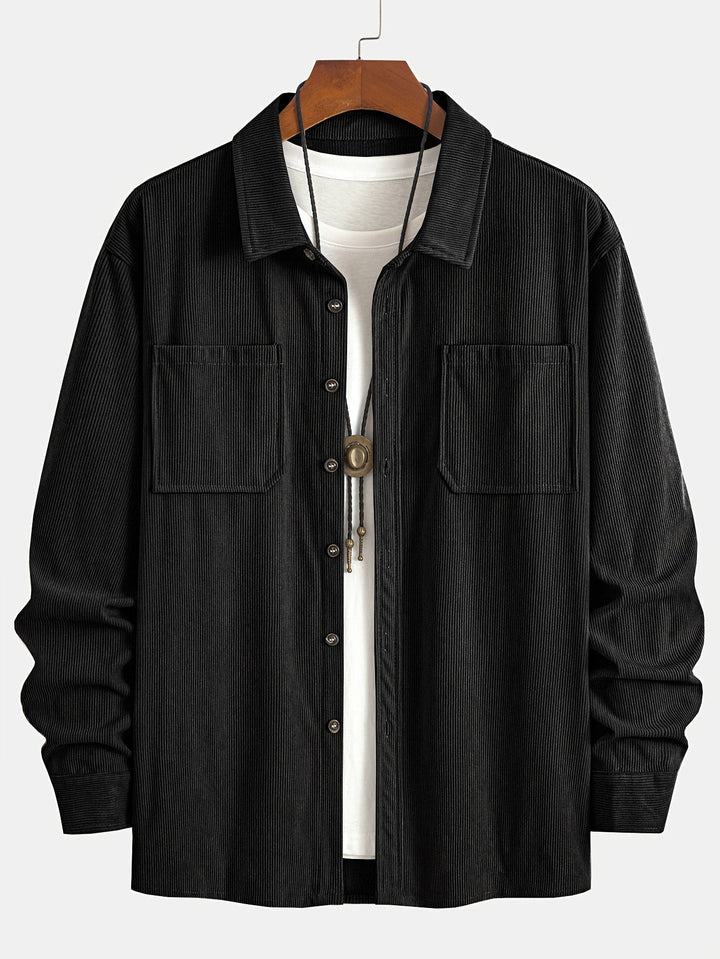 Lukas | Herren Langarm-Overshirt mit Knöpfen und Taschen