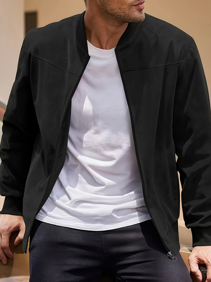 Dex | Klassische Wildleder-Zipperjacke für Herren mit Rundhalsausschnitt