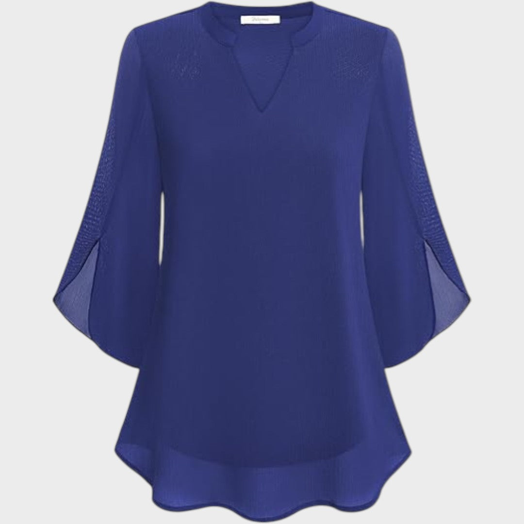 Emma | Stylische Damenbluse für Damen mit V-Ausschnitt und kurzen Ärmeln
