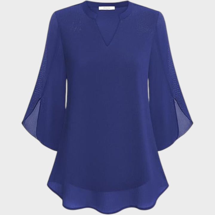 Emma | Stylische Damenbluse für Damen mit V-Ausschnitt und kurzen Ärmeln