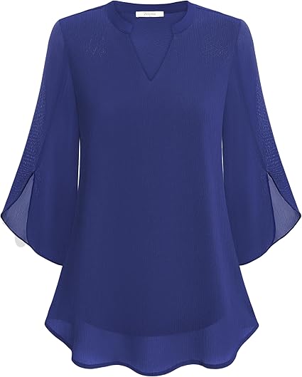 Annelyn | Luxe Geschichtete Bluse für Damen mit V-Ausschnitt und 3/4-Ärmeln