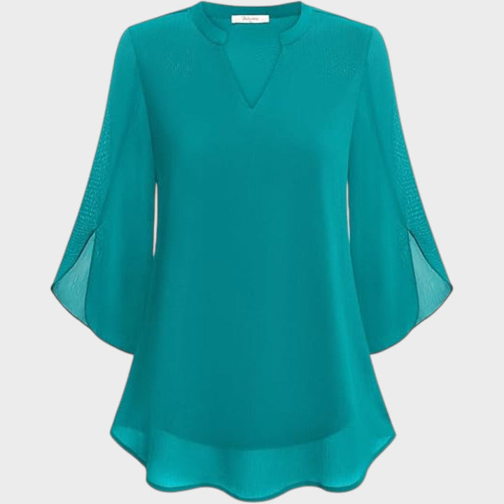 Emma | Stylische Damenbluse für Damen mit V-Ausschnitt und kurzen Ärmeln