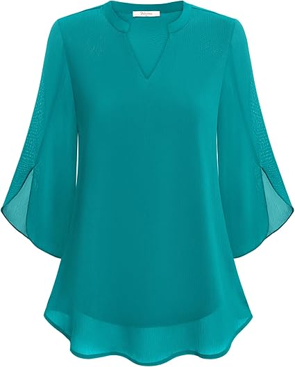 Annelyn | Luxe Geschichtete Bluse für Damen mit V-Ausschnitt und 3/4-Ärmeln