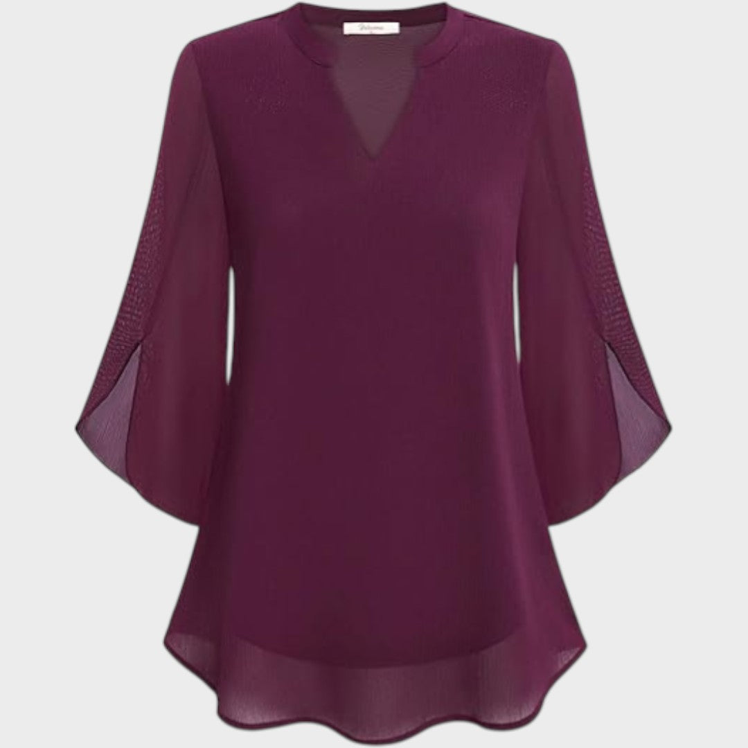 Emma | Stylische Damenbluse für Damen mit V-Ausschnitt und kurzen Ärmeln