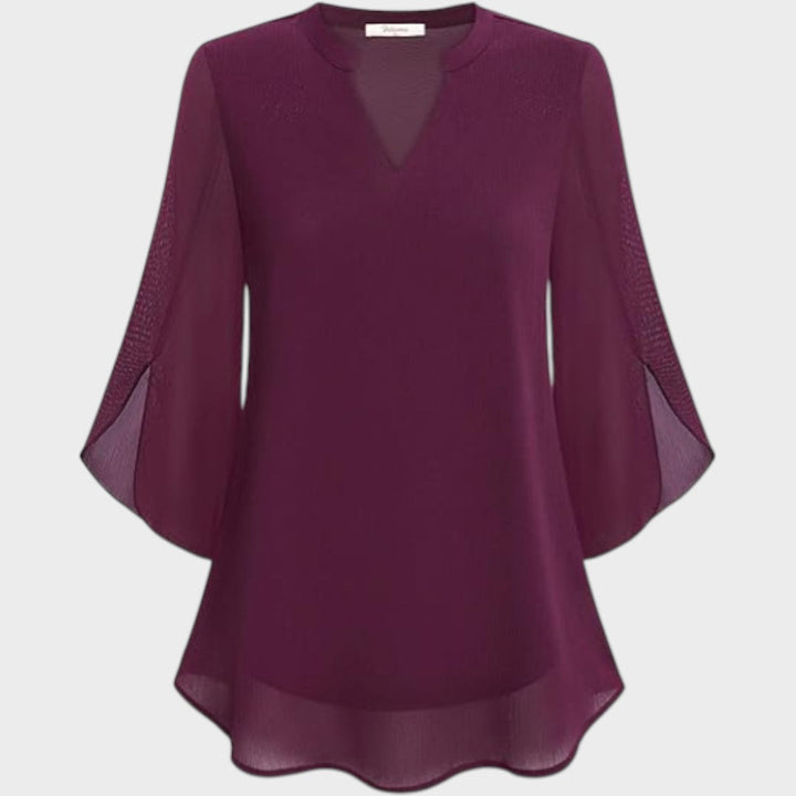 Emma | Stylische Damenbluse für Damen mit V-Ausschnitt und kurzen Ärmeln