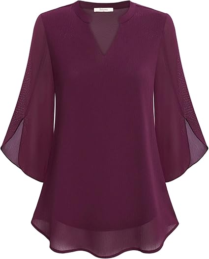 Annelyn | Luxe Geschichtete Bluse für Damen mit V-Ausschnitt und 3/4-Ärmeln