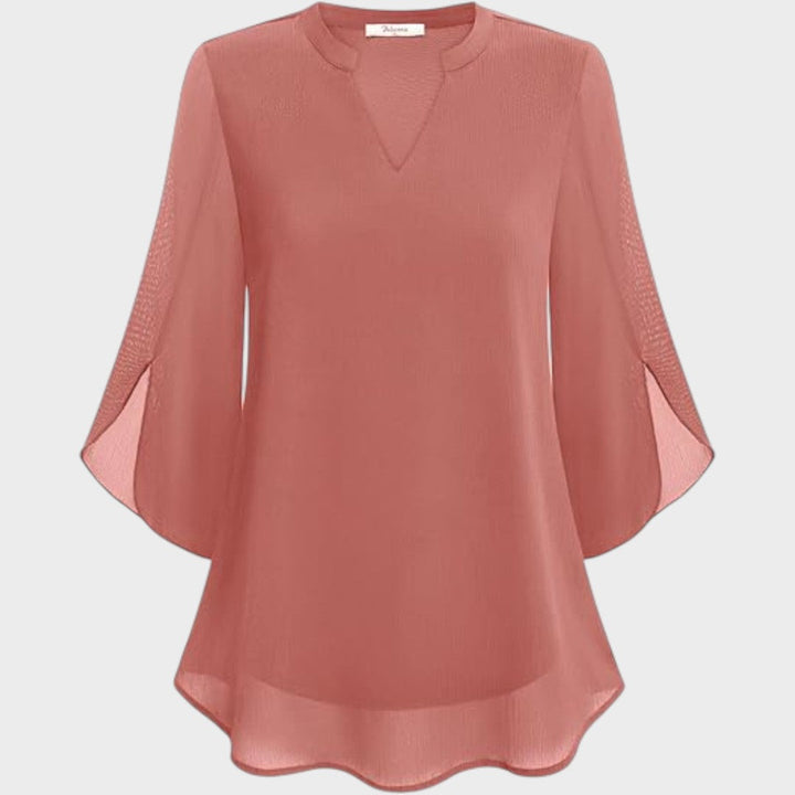 Emma | Stylische Damenbluse für Damen mit V-Ausschnitt und kurzen Ärmeln