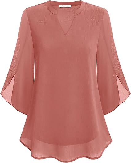 Annelyn | Luxe Geschichtete Bluse für Damen mit V-Ausschnitt und 3/4-Ärmeln