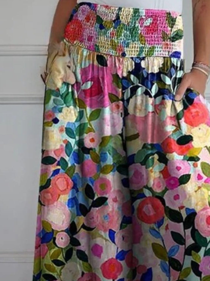 Marlene | Weit geschnittene für den Sommer Hose für Damen mit Blumenmuster