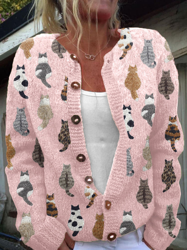 Mila | Damen Strickjacke mit langen Ärmeln und Knöpfen