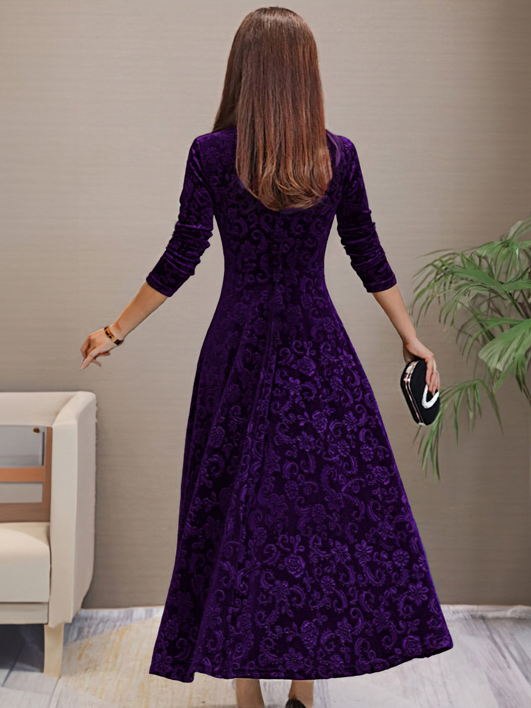 Nancy | s Feiertagskleid für Damen mit Blumenmuster und V-Ausschnitt