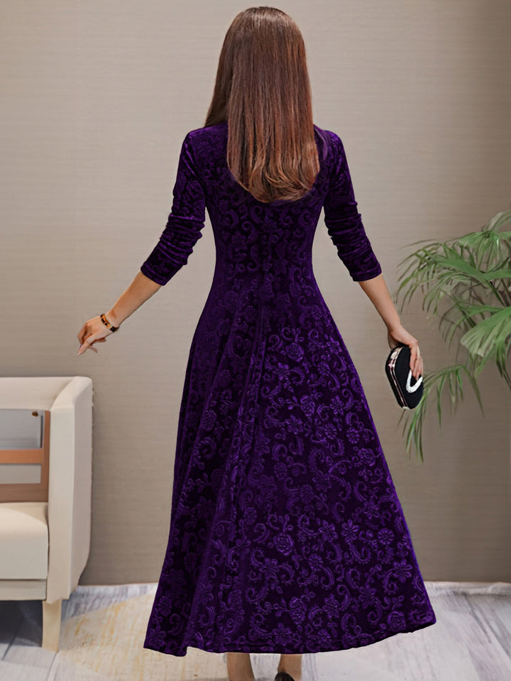 Nancy | s Feiertagskleid für Damen mit Blumenmuster und V-Ausschnitt