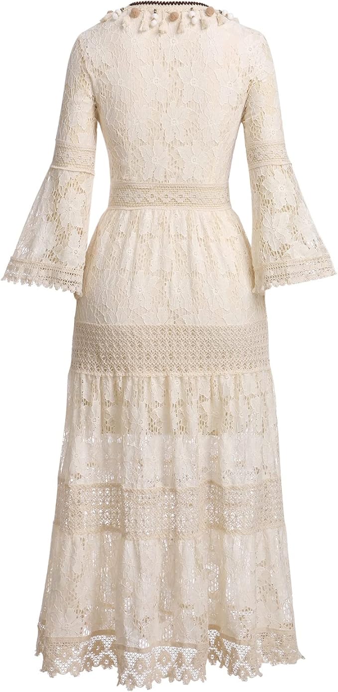 Amary | Boho-Maxikleid für Damen mit Blumenmuster und V-Ausschnitt