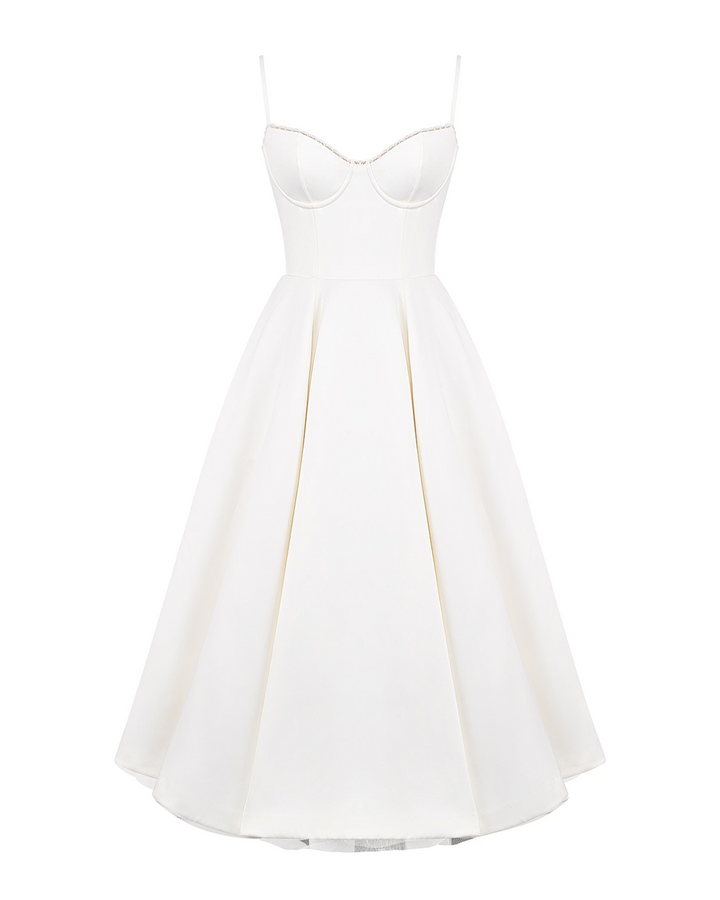 Ophira | Elegantes Korsett-Midi-Kleid für Damen mit Spaghettiträgern