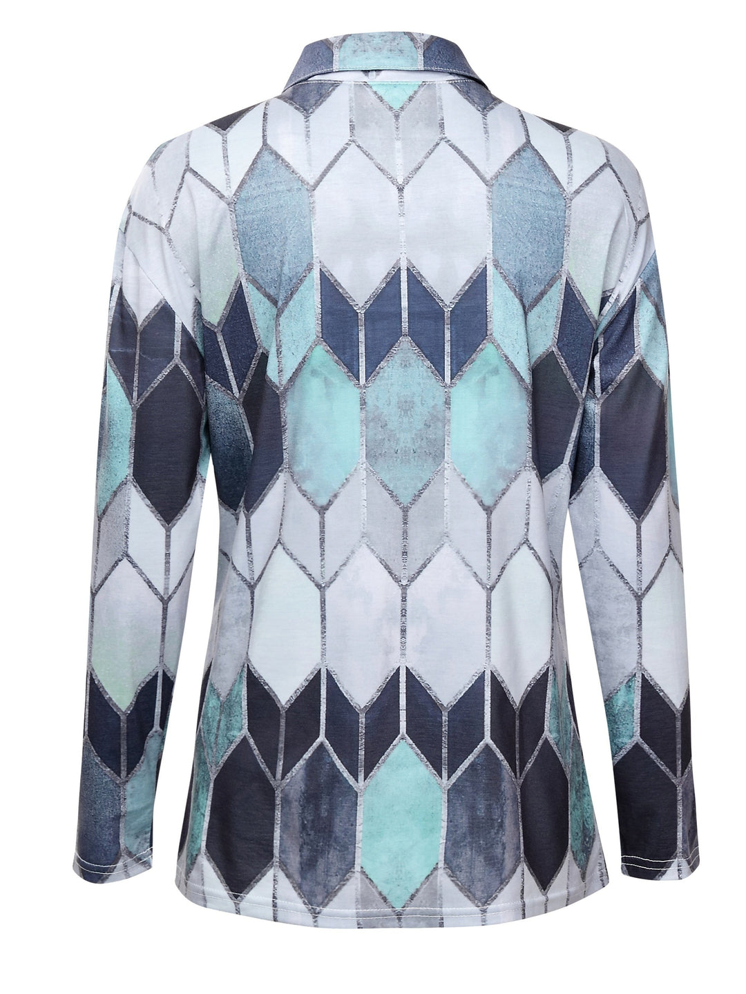 Bianca | Buntes Geometrisches Zip-Up Shirt für Damen mit V-Ausschnitt