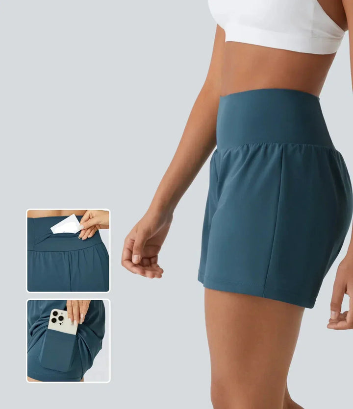 Luigia | 2 in 1 Yoga Shorts für Damen mit Hoher Taille und schmaler Passform