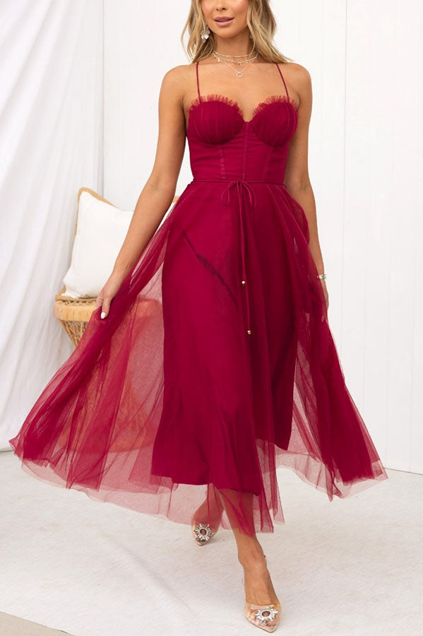 Modernes Prinzessinnen-Maxikleid für Damen mit Trägern für besondere Anlässe